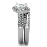 TK1W163 - High polished (no plating) Stainless Steel Ring with AAA Grade CZ in Clear - Alamode - Flyclothing LLC