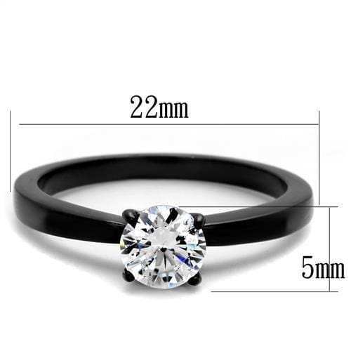 TK2013 - IP Black(Ion Plating) Stainless Steel Ring with AAA Grade CZ in Clear - Alamode - Flyclothing LLC