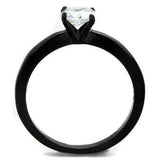 TK2013 - IP Black(Ion Plating) Stainless Steel Ring with AAA Grade CZ in Clear - Alamode - Flyclothing LLC