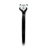 TK2013 - IP Black(Ion Plating) Stainless Steel Ring with AAA Grade CZ in Clear - Alamode - Flyclothing LLC