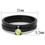 TK2015 - IP Black(Ion Plating) Stainless Steel Ring with AAA Grade CZ in Apple Green color - Alamode - Flyclothing LLC
