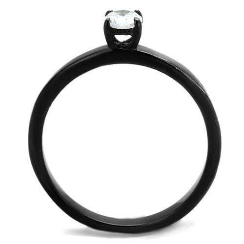 TK2016 - IP Black(Ion Plating) Stainless Steel Ring with AAA Grade CZ in Clear - Alamode - Flyclothing LLC