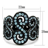 TK2018 - IP Black(Ion Plating) Stainless Steel Ring with Top Grade Crystal in Sea Blue - Alamode - Flyclothing LLC