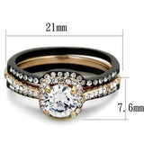 TK2020 - IP Rose Gold+ IP Black (Ion Plating) Stainless Steel Ring with AAA Grade CZ in Clear - Alamode - Flyclothing LLC
