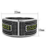 TK2022 - High polished (no plating) Stainless Steel Ring with Top Grade Crystal in Olivine color - Alamode - Flyclothing LLC