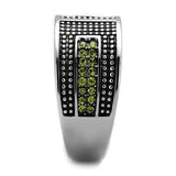 TK2022 - High polished (no plating) Stainless Steel Ring with Top Grade Crystal in Olivine color - Alamode - Flyclothing LLC