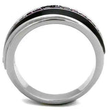 TK2023 - High polished (no plating) Stainless Steel Ring with Top Grade Crystal in Amethyst - Alamode - Flyclothing LLC