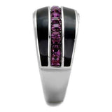 TK2023 - High polished (no plating) Stainless Steel Ring with Top Grade Crystal in Amethyst - Alamode - Flyclothing LLC