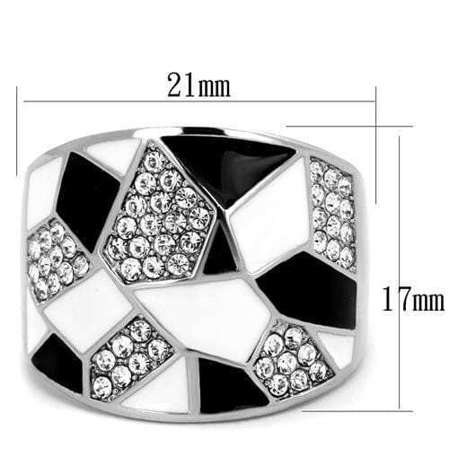TK2024 - High polished (no plating) Stainless Steel Ring with Top Grade Crystal in Clear - Alamode - Flyclothing LLC