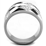 TK2024 - High polished (no plating) Stainless Steel Ring with Top Grade Crystal in Clear - Alamode - Flyclothing LLC