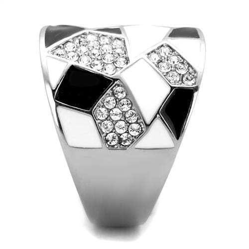 TK2024 - High polished (no plating) Stainless Steel Ring with Top Grade Crystal in Clear - Alamode - Flyclothing LLC