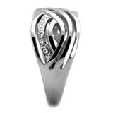 TK2025 - High polished (no plating) Stainless Steel Ring with Top Grade Crystal in Clear - Alamode - Flyclothing LLC