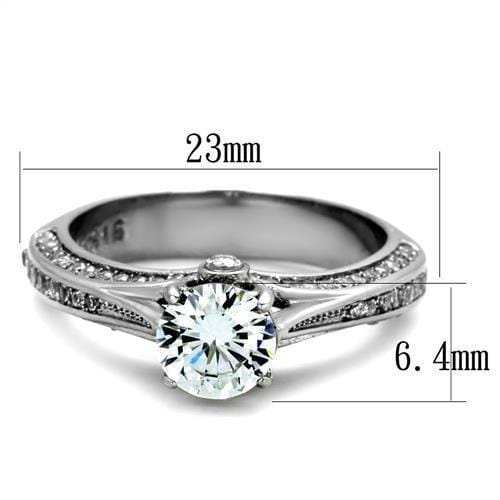 TK2026 - High polished (no plating) Stainless Steel Ring with AAA Grade CZ in Clear - Alamode - Flyclothing LLC