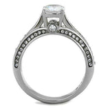 TK2026 - High polished (no plating) Stainless Steel Ring with AAA Grade CZ in Clear - Alamode - Flyclothing LLC