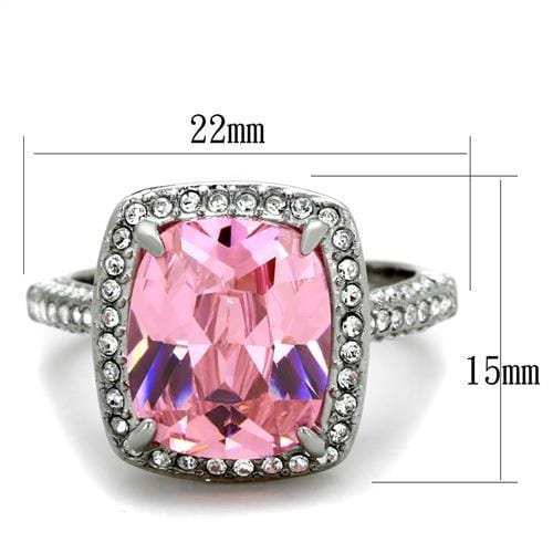 TK2027 - High polished (no plating) Stainless Steel Ring with AAA Grade CZ in Rose - Alamode - Flyclothing LLC