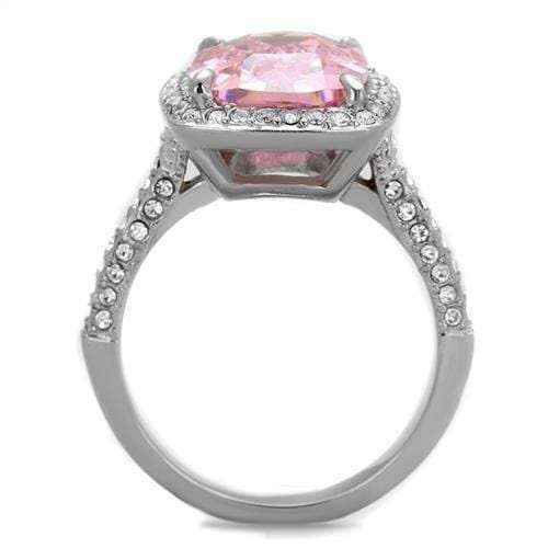 TK2027 - High polished (no plating) Stainless Steel Ring with AAA Grade CZ in Rose - Alamode - Flyclothing LLC
