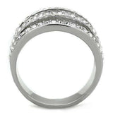 TK2029 - High polished (no plating) Stainless Steel Ring with Top Grade Crystal in Clear - Alamode - Flyclothing LLC
