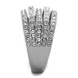 TK2029 - High polished (no plating) Stainless Steel Ring with Top Grade Crystal in Clear - Alamode - Flyclothing LLC