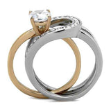 TK2032 - Two-Tone IP Rose Gold Stainless Steel Ring with AAA Grade CZ in Clear - Alamode - Flyclothing LLC