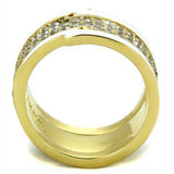 TK2035 - IP Gold(Ion Plating) Stainless Steel Ring with AAA Grade CZ in Clear - Alamode - Flyclothing LLC