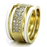 TK2035 - IP Gold(Ion Plating) Stainless Steel Ring with AAA Grade CZ in Clear - Alamode - Flyclothing LLC