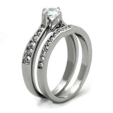 TK2039 - High polished (no plating) Stainless Steel Ring with AAA Grade CZ in Clear - Alamode - Flyclothing LLC