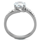 TK2040 - High polished (no plating) Stainless Steel Ring with AAA Grade CZ in Clear - Alamode - Flyclothing LLC