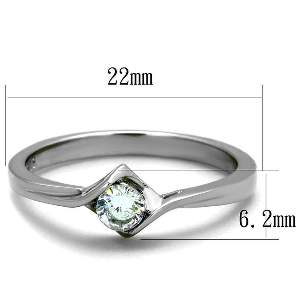 TK2042 - High polished (no plating) Stainless Steel Ring with AAA Grade CZ in Clear - Alamode - Flyclothing LLC
