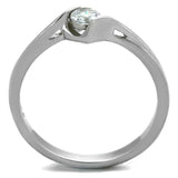 TK2042 - High polished (no plating) Stainless Steel Ring with AAA Grade CZ in Clear - Alamode - Flyclothing LLC