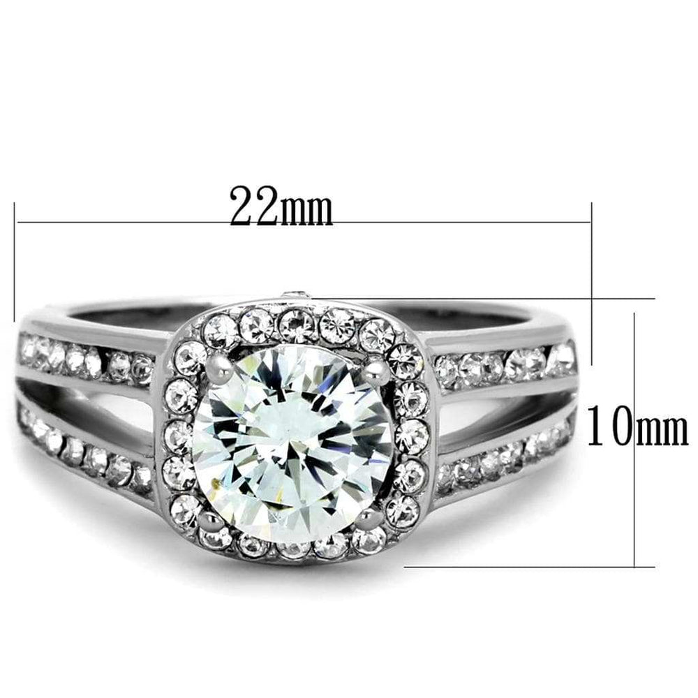 TK2043 - High polished (no plating) Stainless Steel Ring with AAA Grade CZ in Clear - Alamode - Flyclothing LLC