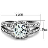 TK2043 - High polished (no plating) Stainless Steel Ring with AAA Grade CZ in Clear - Alamode - Flyclothing LLC