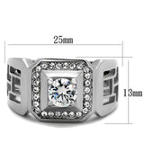 TK2046 - High polished (no plating) Stainless Steel Ring with AAA Grade CZ in Clear - Alamode - Flyclothing LLC