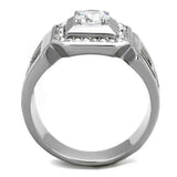 TK2046 - High polished (no plating) Stainless Steel Ring with AAA Grade CZ in Clear - Alamode - Flyclothing LLC