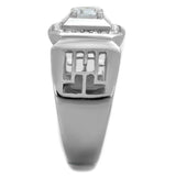 TK2046 - High polished (no plating) Stainless Steel Ring with AAA Grade CZ in Clear - Alamode - Flyclothing LLC