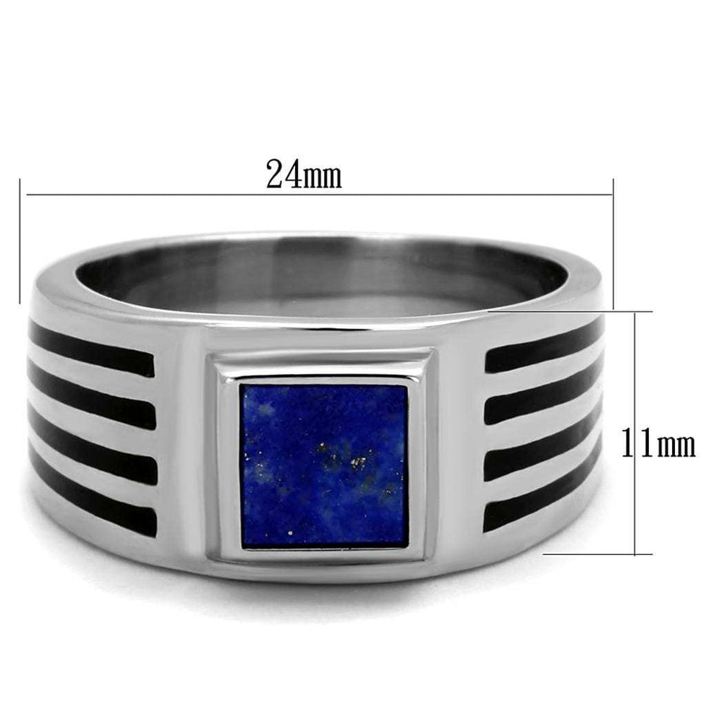 TK2047 - High polished (no plating) Stainless Steel Ring with Precious Stone Lapis in Montana - Alamode - Flyclothing LLC