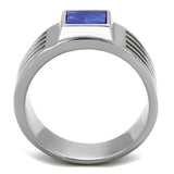 TK2047 - High polished (no plating) Stainless Steel Ring with Precious Stone Lapis in Montana - Alamode - Flyclothing LLC