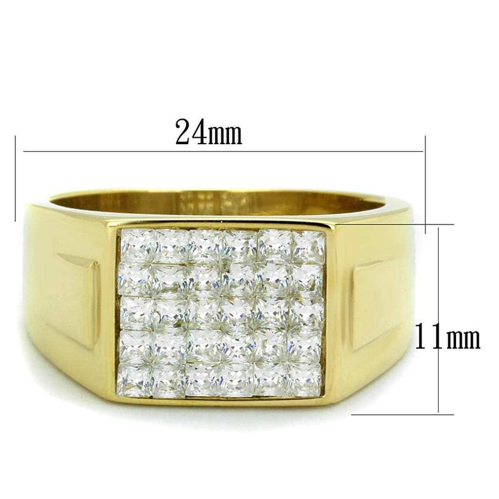 TK2048 - IP Gold(Ion Plating) Stainless Steel Ring with AAA Grade CZ in Clear - Alamode - Flyclothing LLC