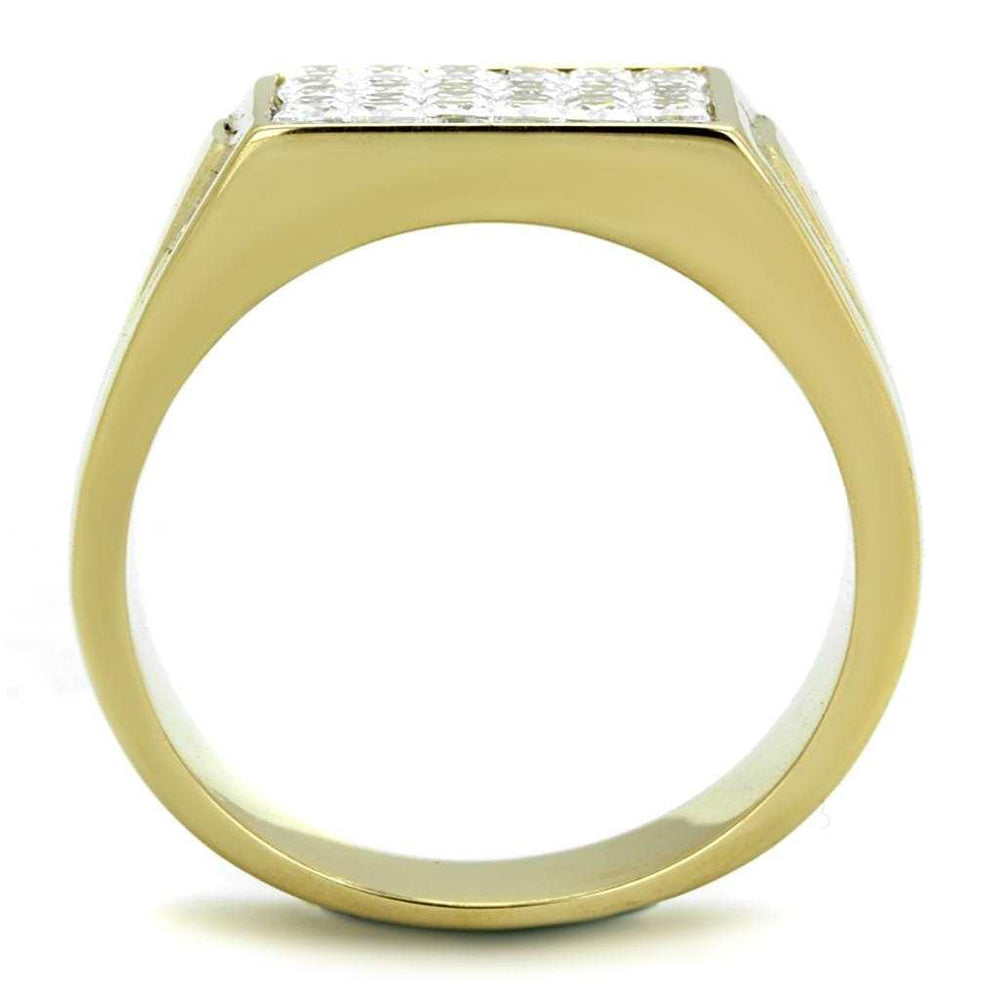 TK2048 - IP Gold(Ion Plating) Stainless Steel Ring with AAA Grade CZ in Clear - Alamode - Flyclothing LLC