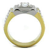 TK2049 - Two-Tone IP Gold (Ion Plating) Stainless Steel Ring with AAA Grade CZ in Clear - Alamode - Flyclothing LLC
