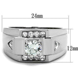 TK2052 - High polished (no plating) Stainless Steel Ring with AAA Grade CZ in Clear - Alamode - Flyclothing LLC