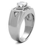 TK2052 - High polished (no plating) Stainless Steel Ring with AAA Grade CZ in Clear - Alamode - Flyclothing LLC