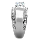 TK2054 - High polished (no plating) Stainless Steel Ring with AAA Grade CZ in Clear - Alamode - Flyclothing LLC