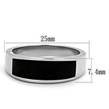 TK2062 - High polished (no plating) Stainless Steel Ring with Epoxy in Jet - Alamode - Flyclothing LLC