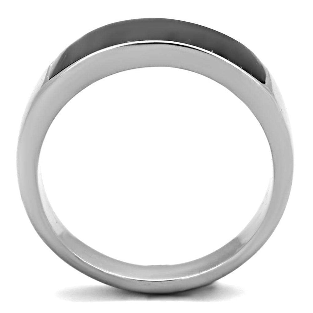 TK2062 - High polished (no plating) Stainless Steel Ring with Epoxy in Jet - Alamode - Flyclothing LLC