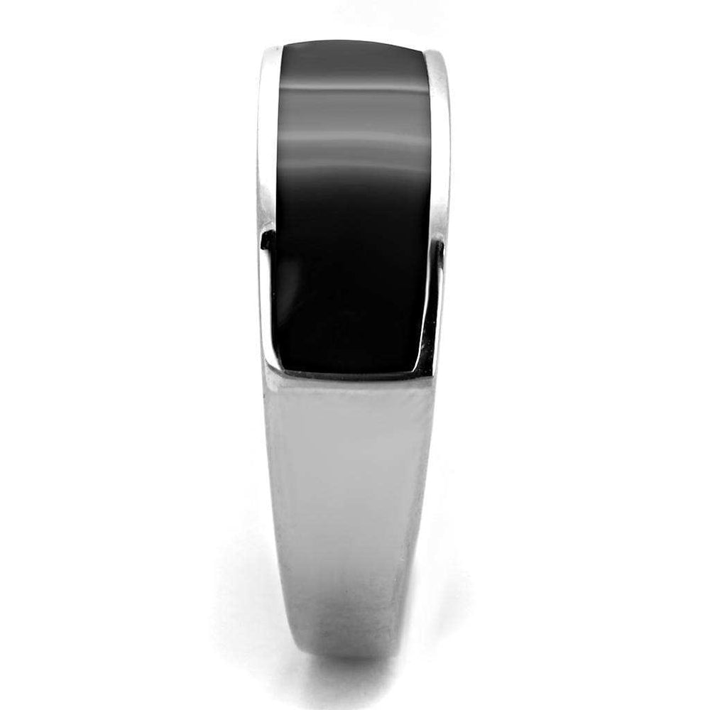 TK2062 - High polished (no plating) Stainless Steel Ring with Epoxy in Jet - Alamode - Flyclothing LLC