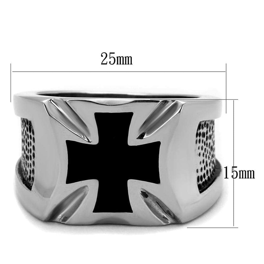 TK2064 - High polished (no plating) Stainless Steel Ring with Epoxy in Jet - Alamode - Flyclothing LLC