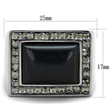 TK2065 - High polished (no plating) Stainless Steel Ring with Synthetic Cat Eye in Smoked Quartz - Alamode - Flyclothing LLC