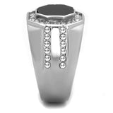 TK2066 - High polished (no plating) Stainless Steel Ring with Top Grade Crystal in Clear - Alamode - Flyclothing LLC