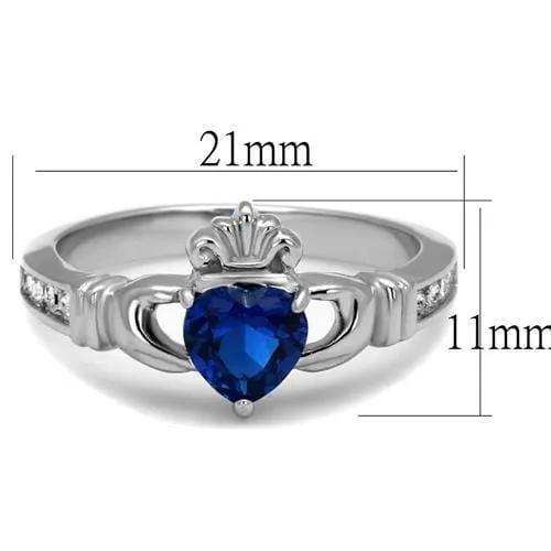 TK2093 - High polished (no plating) Stainless Steel Ring with Synthetic Spinel in London Blue - Alamode - Flyclothing LLC