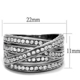 TK2096 - High polished (no plating) Stainless Steel Ring with AAA Grade CZ in Clear - Alamode - Flyclothing LLC